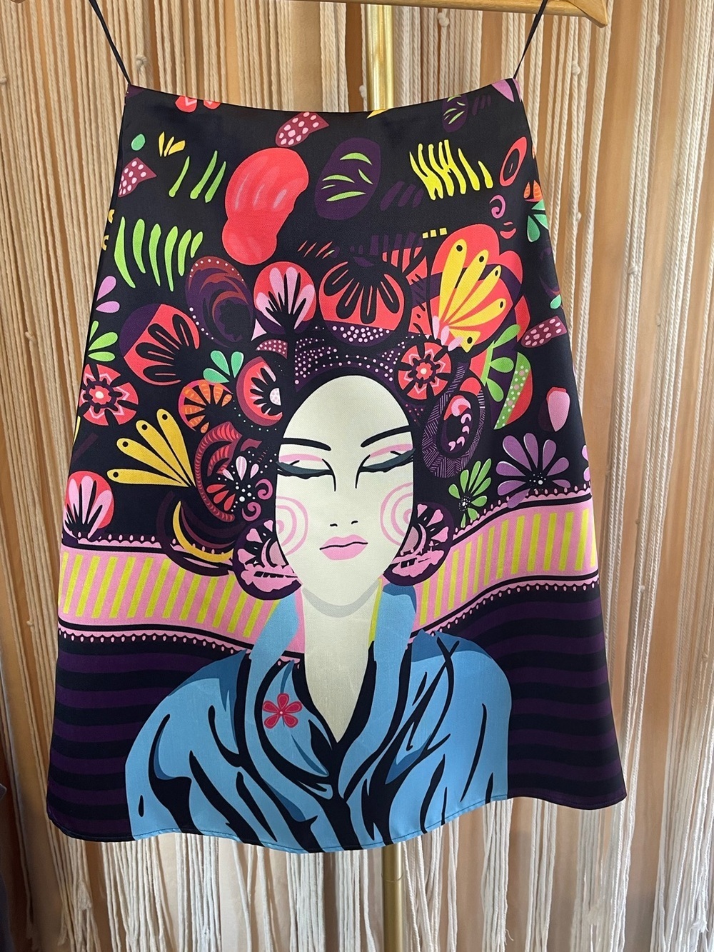 Banjul A-line skirt featuring a colorful graphic design multicolor bright